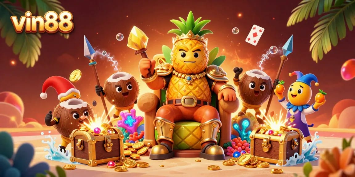 Experience thrilling gameplay with vin88 in a vibrant 3D casino scene featuring exciting characters and elements.