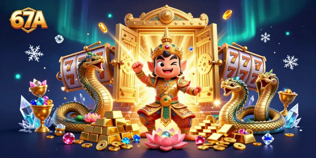 Spin through the vibrant 67A casino scene filled with treasures and jackpots.