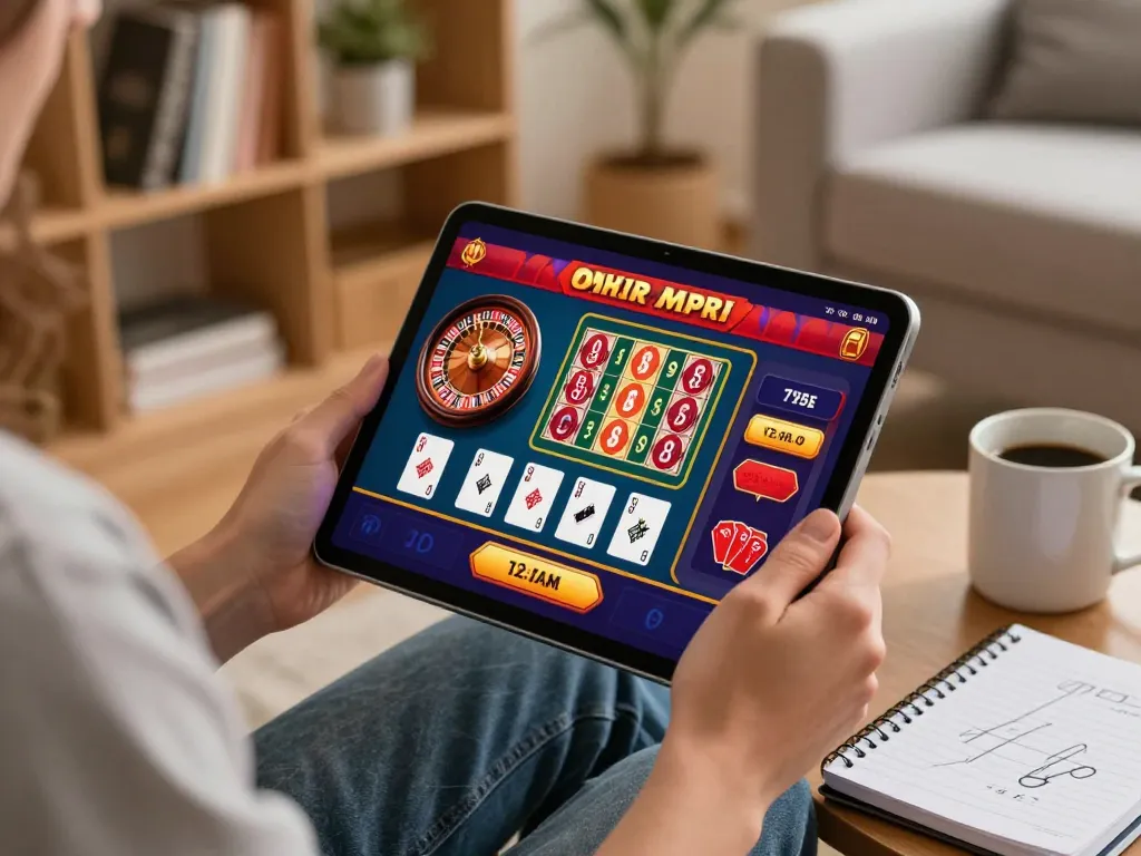 Engaging online casino gameplay with lc 88 interface showcased on tablet in a cozy room setting