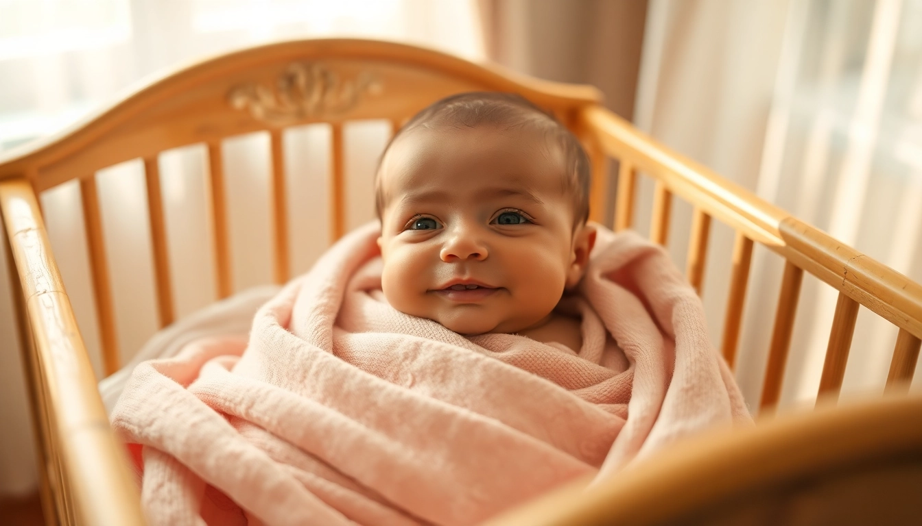 Enchanting babyfotografie showcasing a peaceful newborn in a gentle nursery environment.