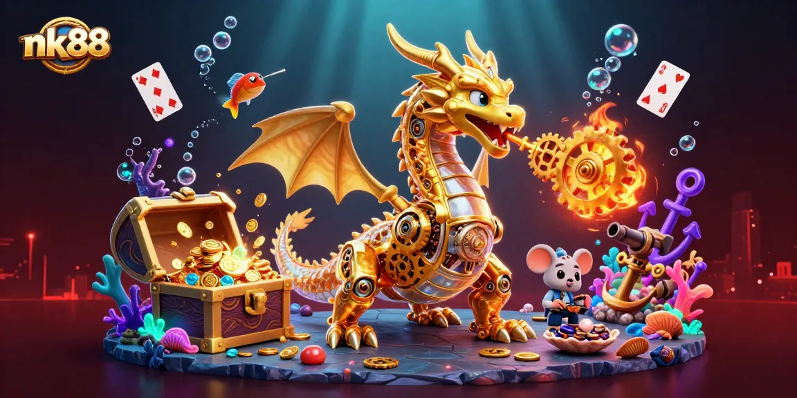 Engage in thrilling gameplay at nk88 with golden dragon, gaming elements, and immersive casino atmosphere.