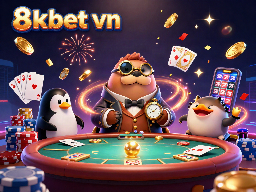 Experience excitement at 8xbet vn's underwater casino with vibrant characters and stunning effects.
