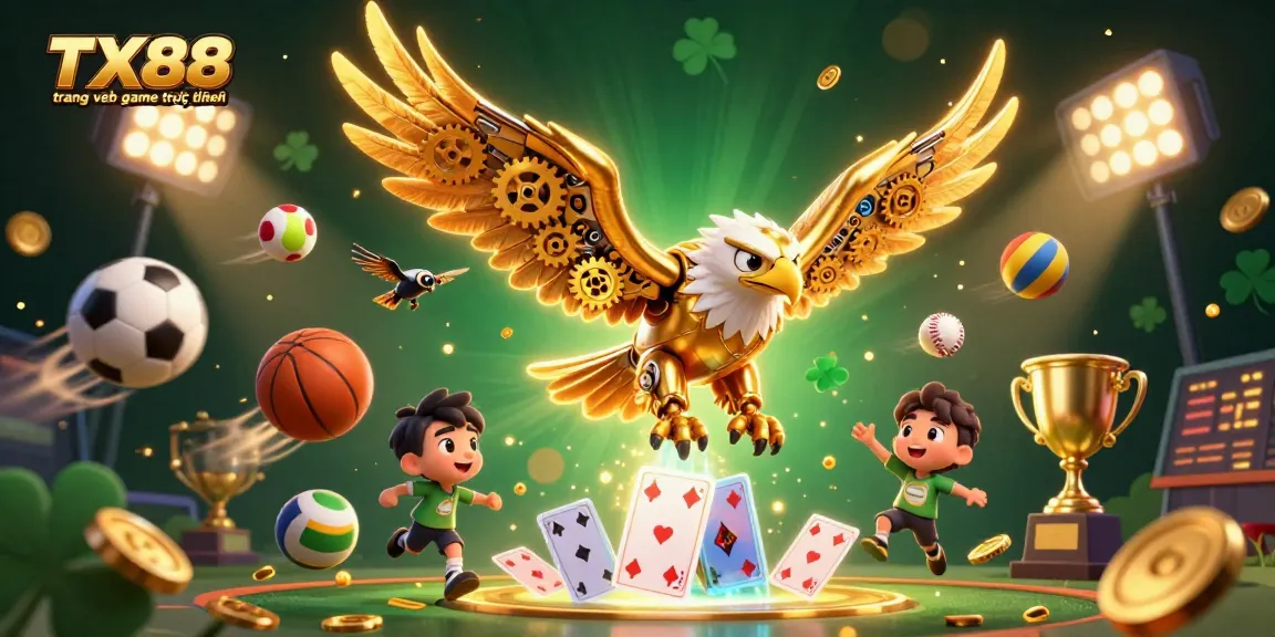 Engage with TX88 trang web game trực tuyến through a spectacular 3D casino illustration showcasing dynamic sports betting action.