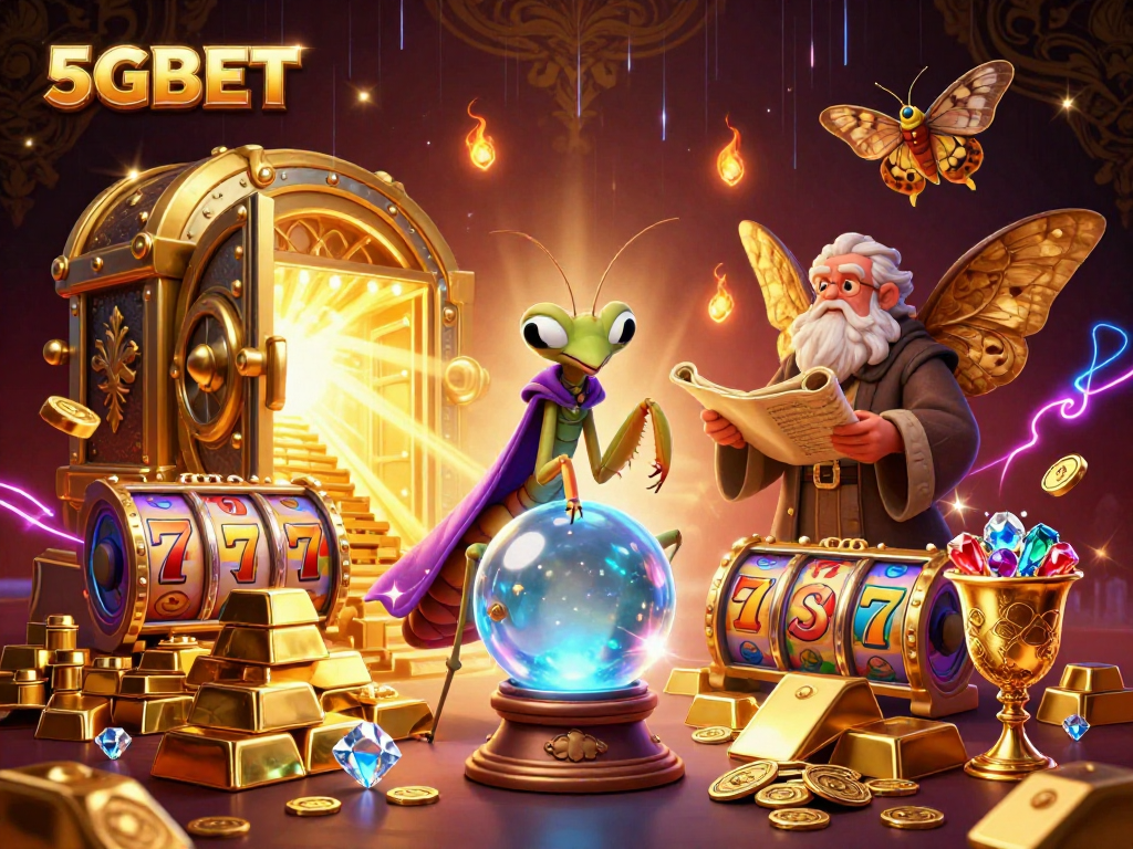 Experience the thrilling casino atmosphere at 5GBET with a mystical fortune teller and treasures.
