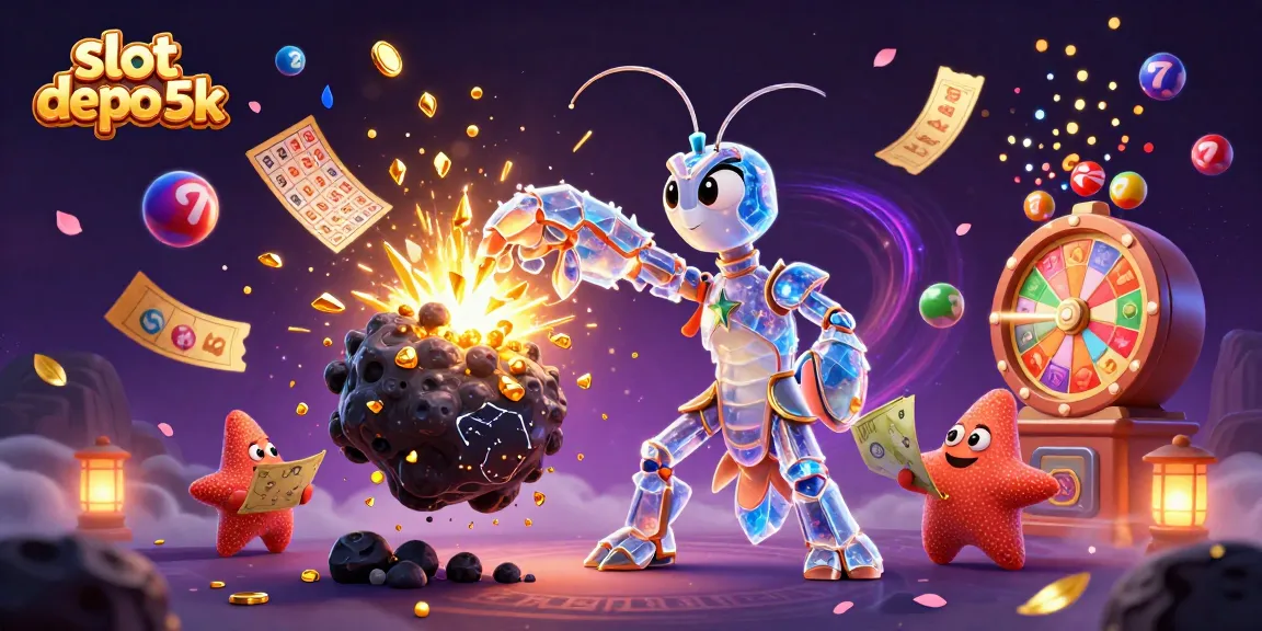 Engage in thrilling action at slot depo 5k with colorful lottery elements and dynamic gambling visuals.