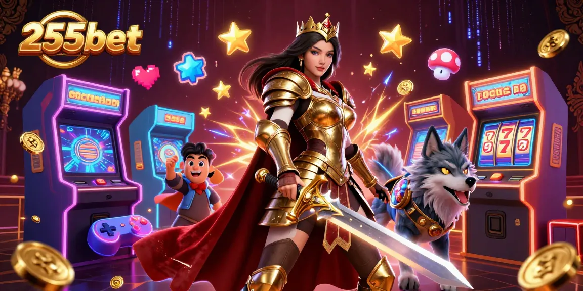 Experimente a emocionante cena de jogos 255bet repleta de vibrantes máquinas de arcade e personagens enérgicos.