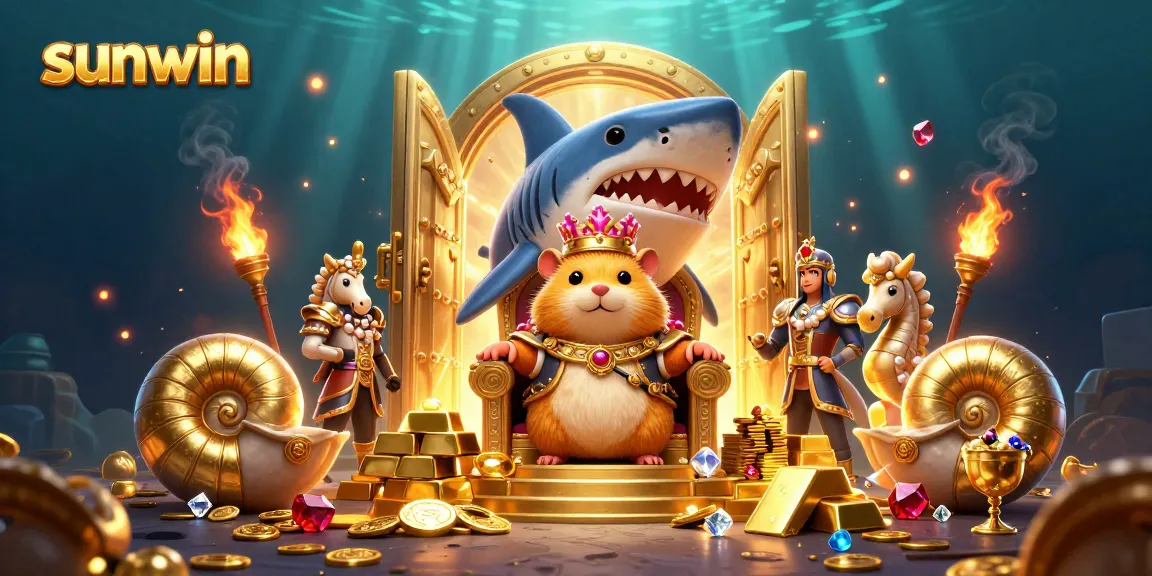Experience winning with sunwin in this vibrant underwater casino scene featuring royal hamster gameplay elements.