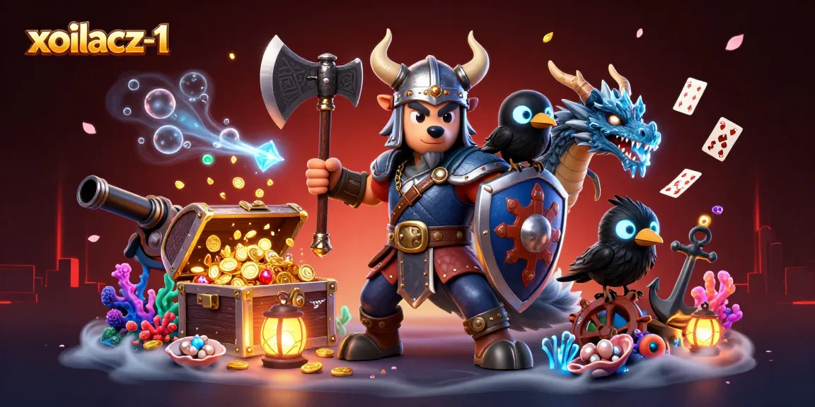 Xoilacz-1 showcases a vibrant scene featuring a Viking wolf warrior, dragon, and raven with casino elements.