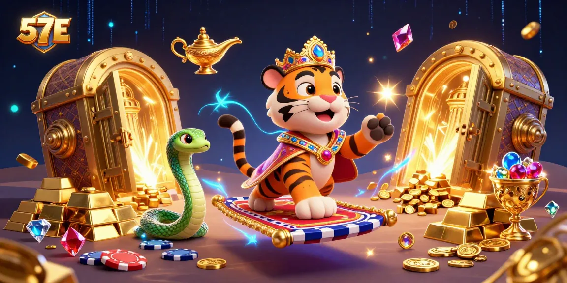 Engage in thrilling action at 57E, featuring an Arabian Nights-themed sultan within a vibrant casino environment.