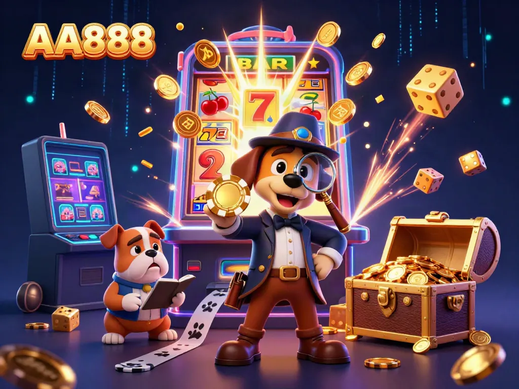 Engage with the AA888 casino experience through dynamic game elements and characters in action.