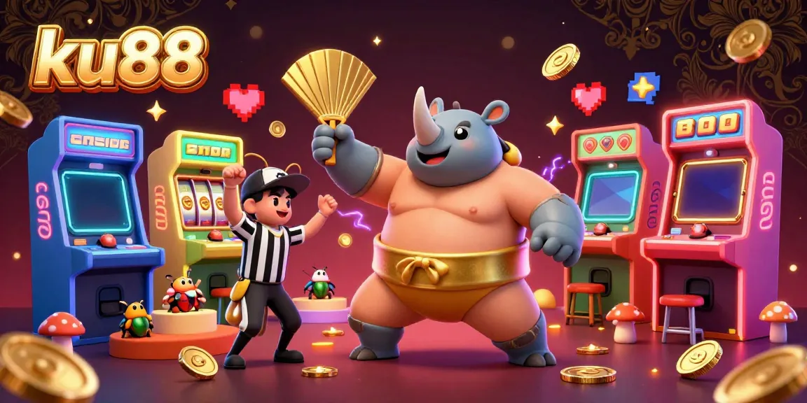 Experience the thrilling energy of ku88 with a vibrant scene of characters and casino elements.