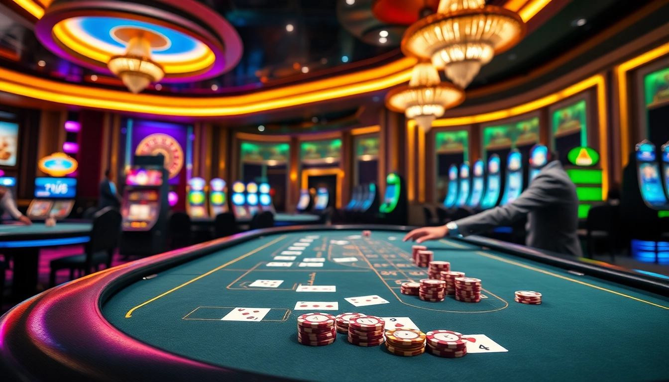 Experience thrilling gameplay at DW8 with a vibrant casino scene filled with chips and cards.