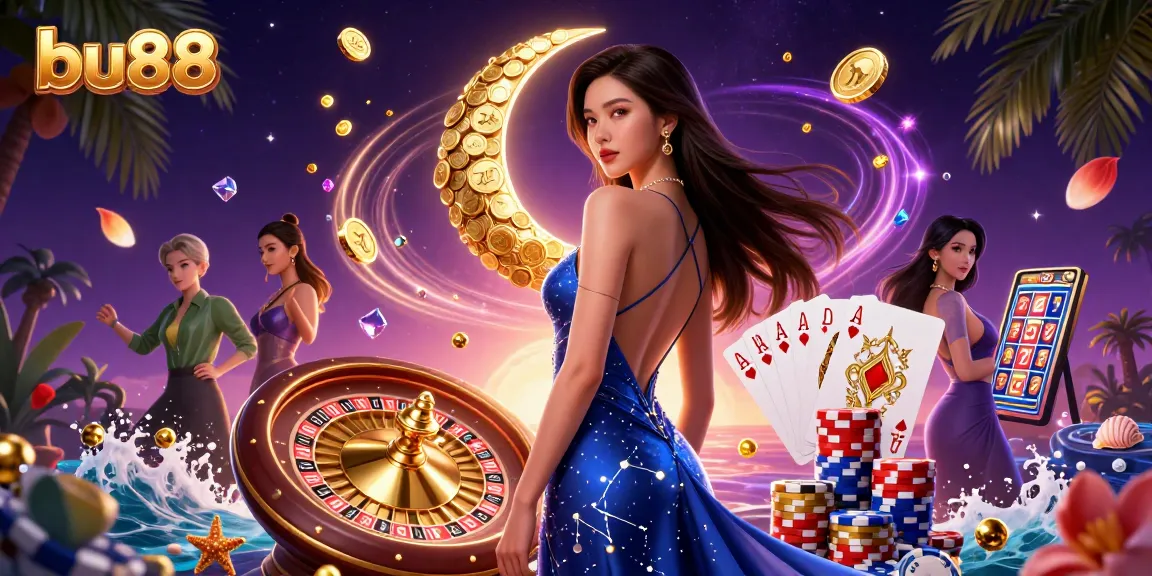 Engage with bu88's thrilling gaming experience featuring elegant characters amidst casino elements.