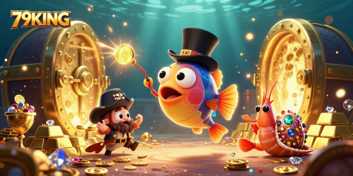 Catch golden coins with 79KING's exciting treasures in this vibrant underwater casino scene