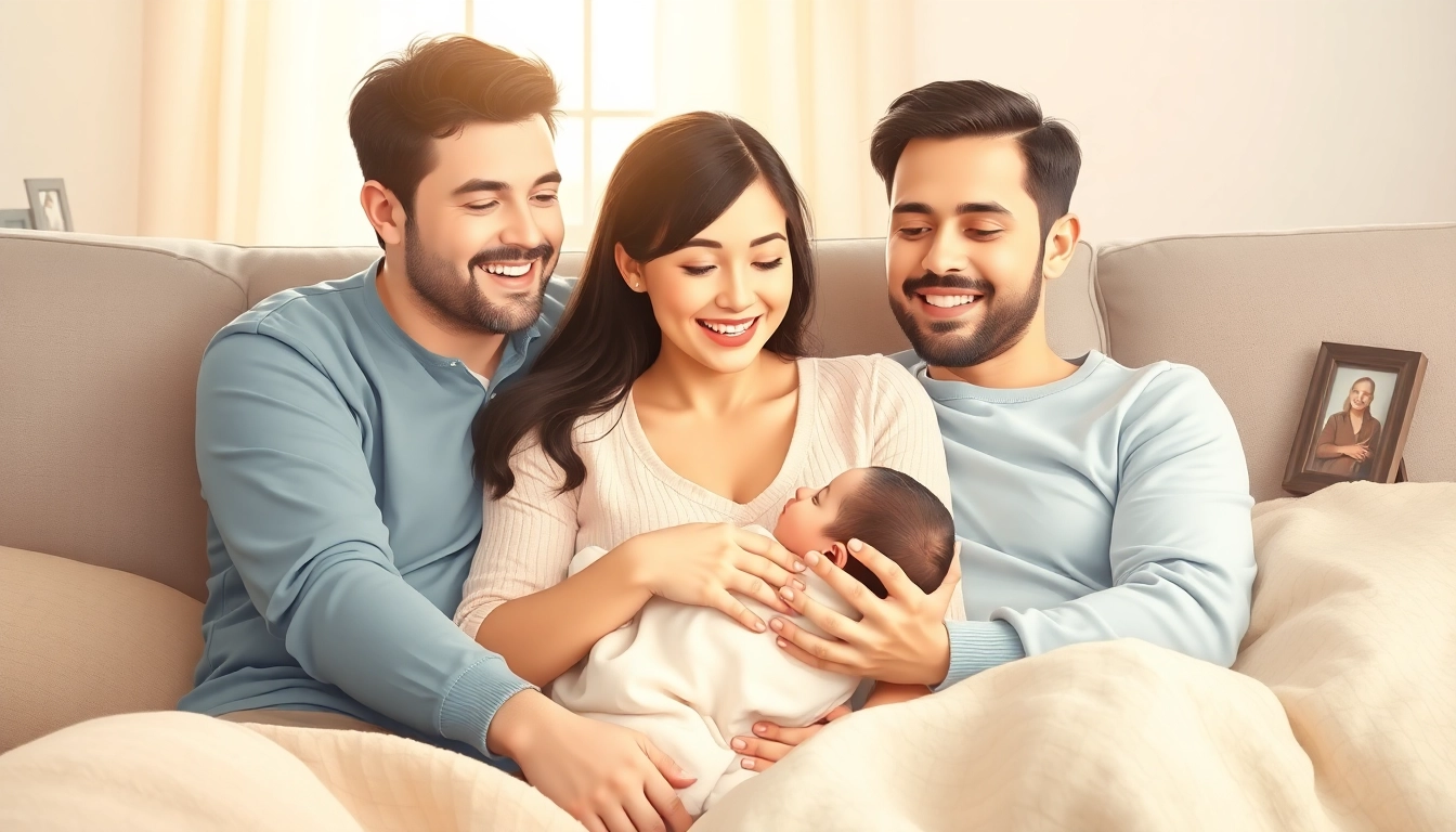 A heartfelt family moment with a mother, father, and newborn baby shining warmth and love.