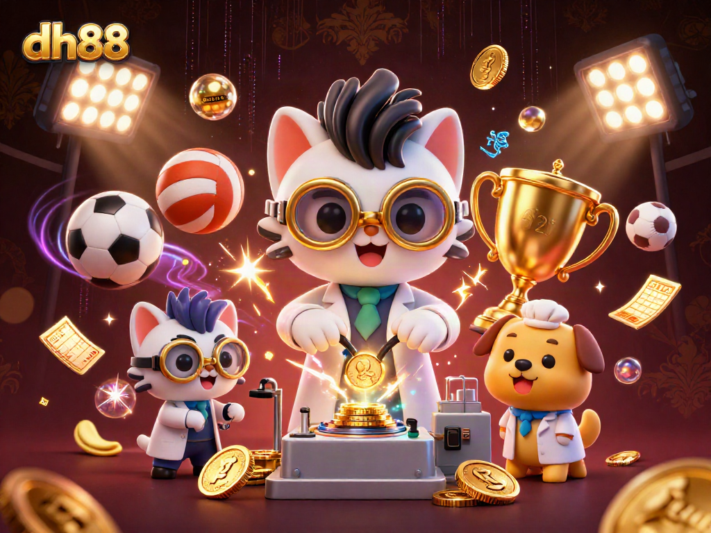Join the action at dh88 with a lively scene of cartoon characters in a dynamic, sports-themed casino.