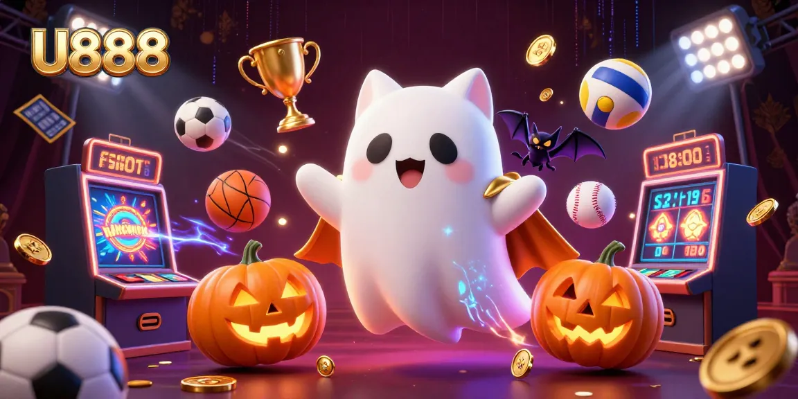 U888 offers thrilling gambling adventures with a ghostly cat and a vampire bat in a haunted casino.