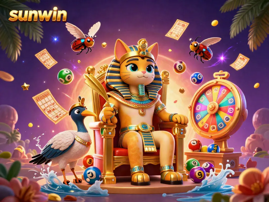 Experience thrilling gameplay at sunwin with vibrant lottery balls and festive casino elements.