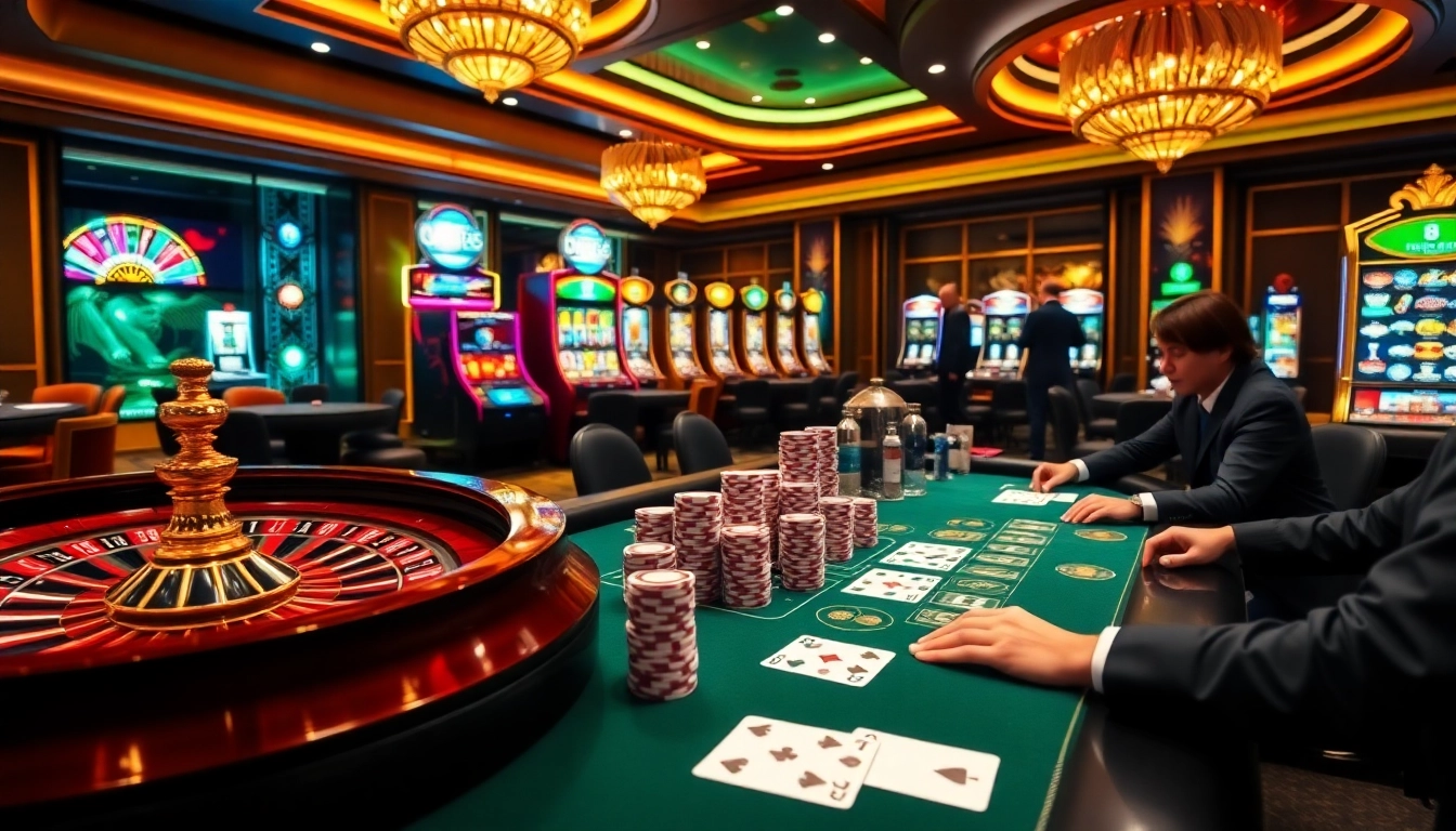 Engage in thrilling games at XX88’s luxurious casino, featuring vibrant roulette, poker, and slot machines.