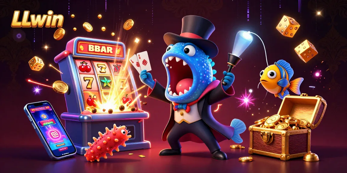 LLwin showcases an enchanting 3D underwater casino scene with a gulper eel magician, anglerfish spotlight, and explosive slot machine.