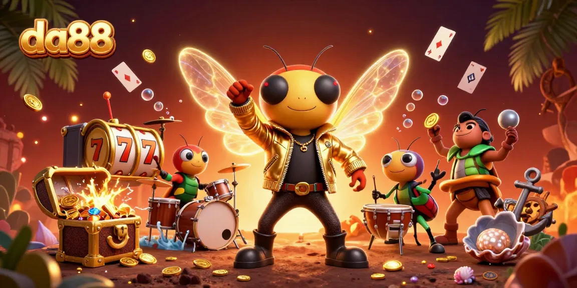 Experience thrilling gameplay at da88 with vibrant cartoon characters and dynamic casino elements.