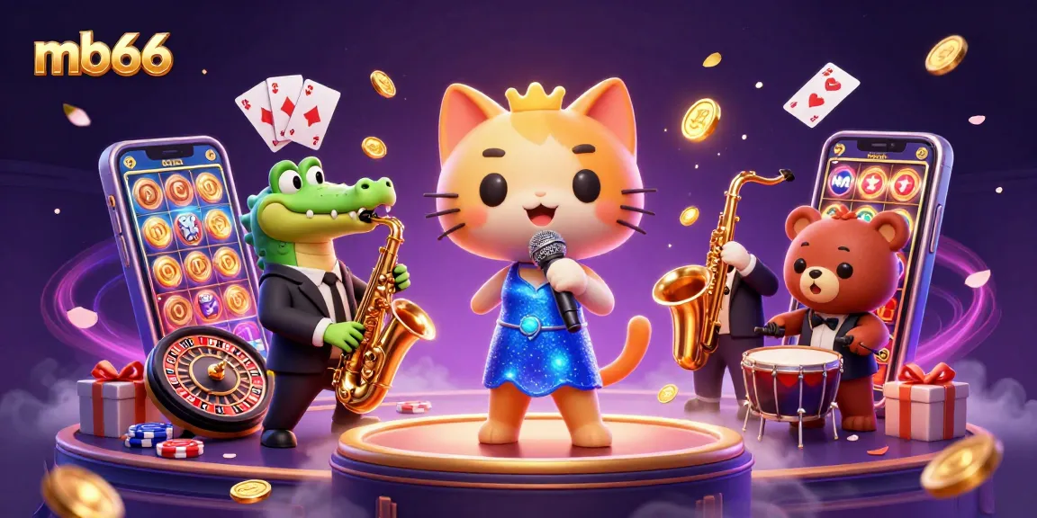 Experience thrilling gameplay with mb66's dynamic casino illustration featuring iconic characters and gaming elements.