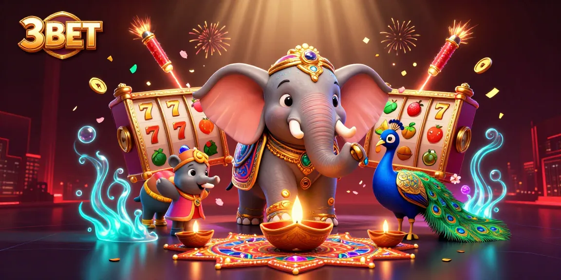 Experience the thrill of 3 BET with vibrant casino elements, like slot reels and lucky coins.