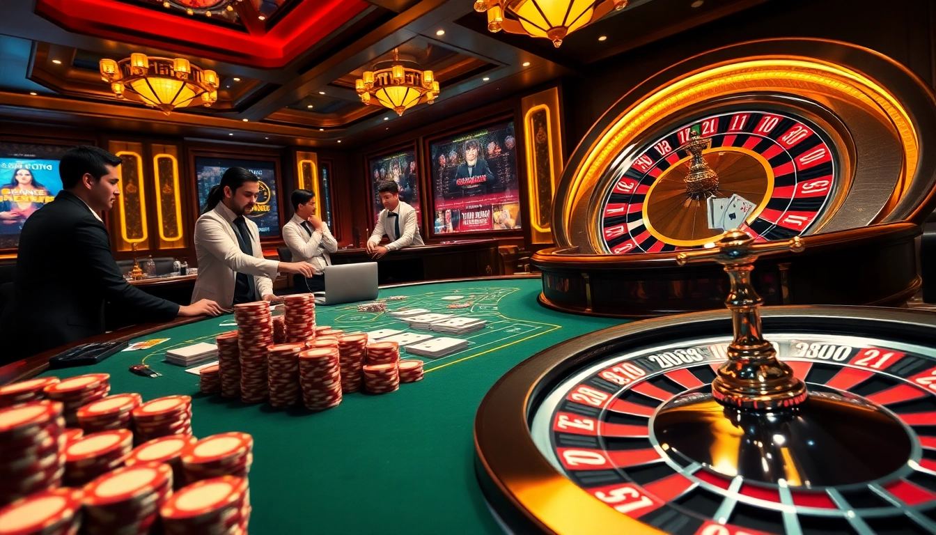 Engaging scene of high-stakes casino gambling with luxury elements and da88 theme.