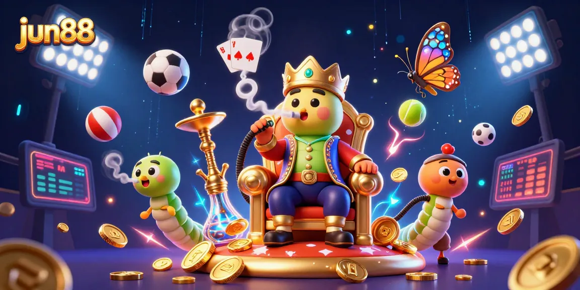 Experience the thrill of Jun88 gaming with dynamic action and vivid characters in this vibrant Casino illustration.