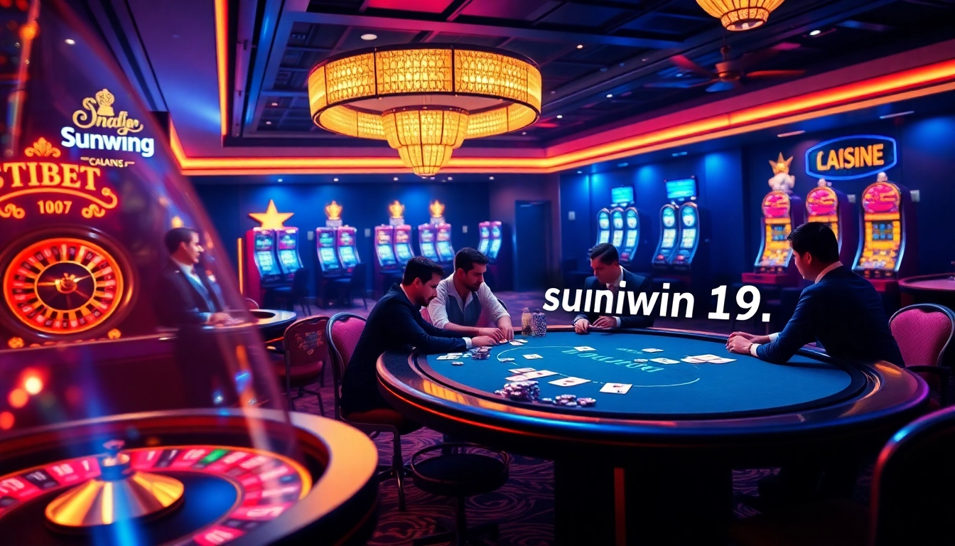 Experience the thrill of sunwin19.cn.com with poker players at a lively casino table.