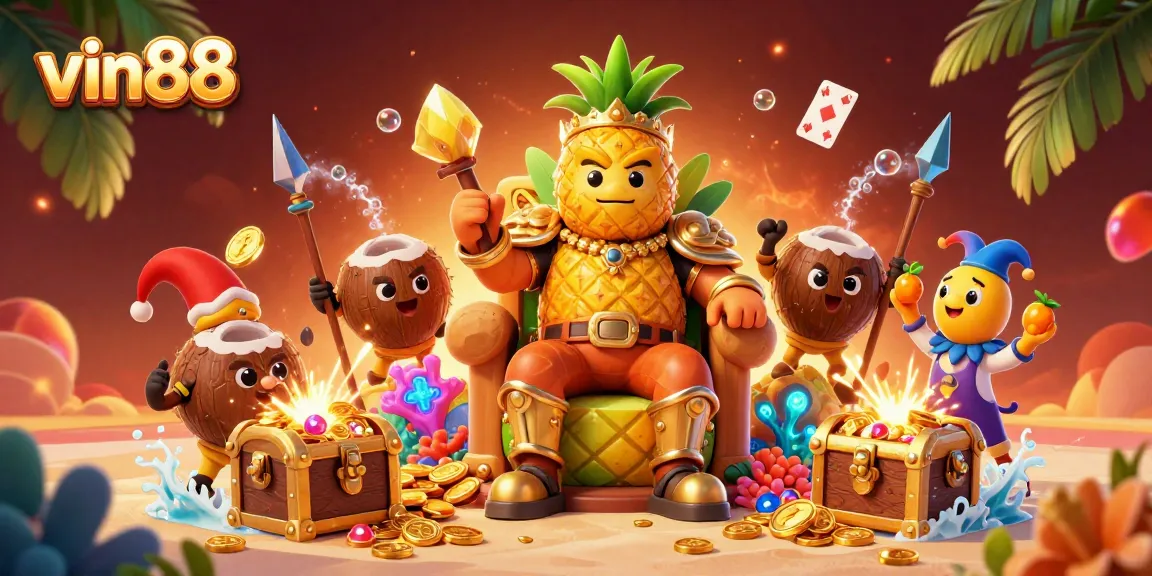 Experience thrilling gameplay with vin88 in a vibrant 3D casino scene featuring exciting characters and elements.