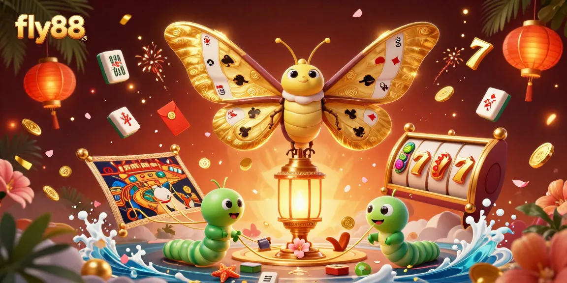 Experience the excitement of fly88 with vibrant gaming elements and dynamic casino scenes in a stunning 3D illustration.
