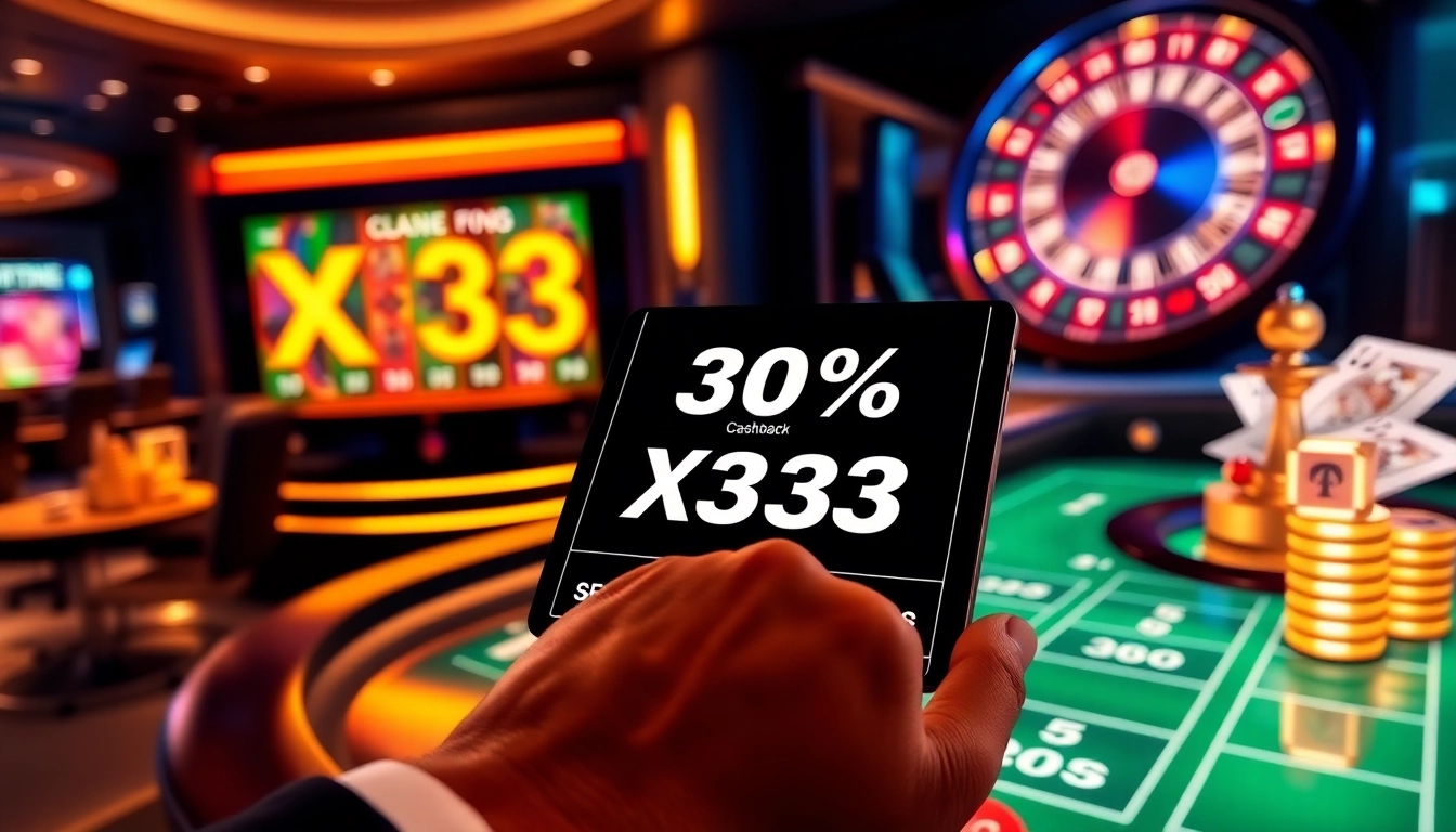 Player engaging with X333 digital slot and betting interface showcasing dynamic casino gameplay and high cashback rewards