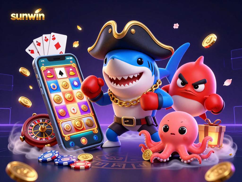 Spin the reels with sunwin as the cartoon shark, pufferfish, and octopus showcase gaming excitement!