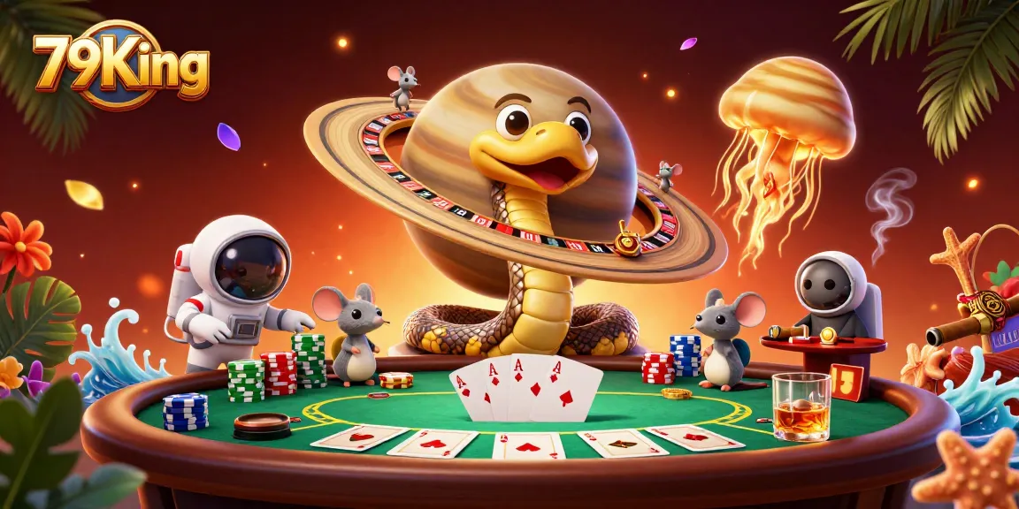 Bet on 79King's thrilling cosmic casino with astronaut mice and a cosmic dealer.