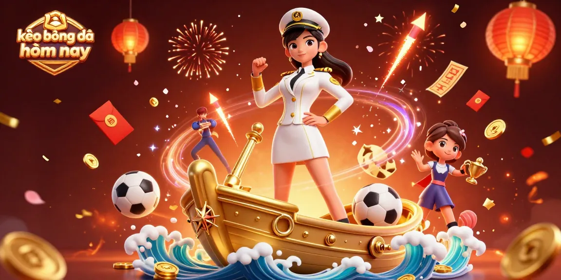 Bet on kèo bóng đá hôm nay with vibrant sports-themed 3D illustration and golden accents.