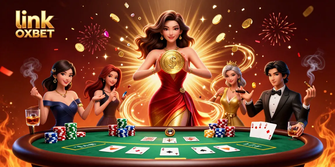 Experience excitement with link OXBET's vibrant 3D illustration showcasing thrilling poker gameplay.