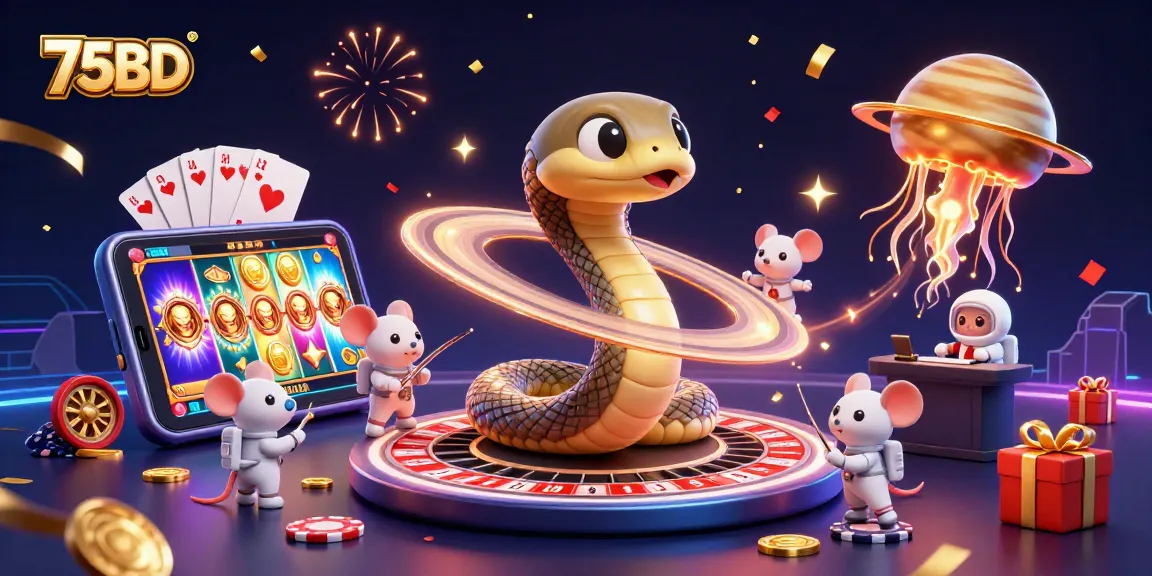 Visit 75BD to play dynamic casino games with mouse astronauts betting in a cosmic scene.