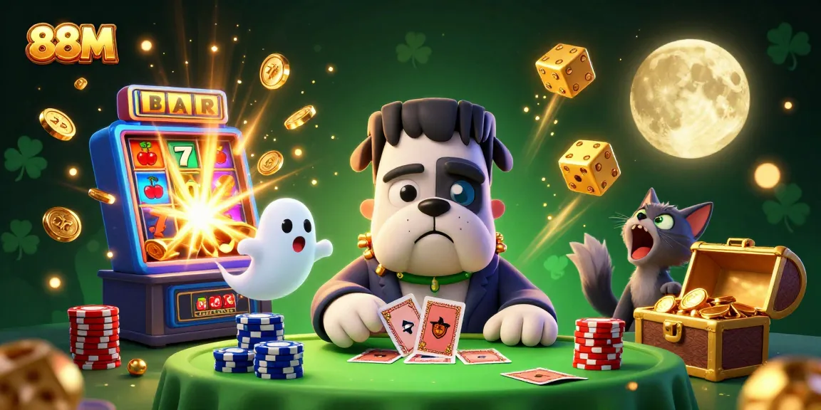Get ready to win with 88M at this energetic casino scene featuring vibrant characters and thrilling slot action.