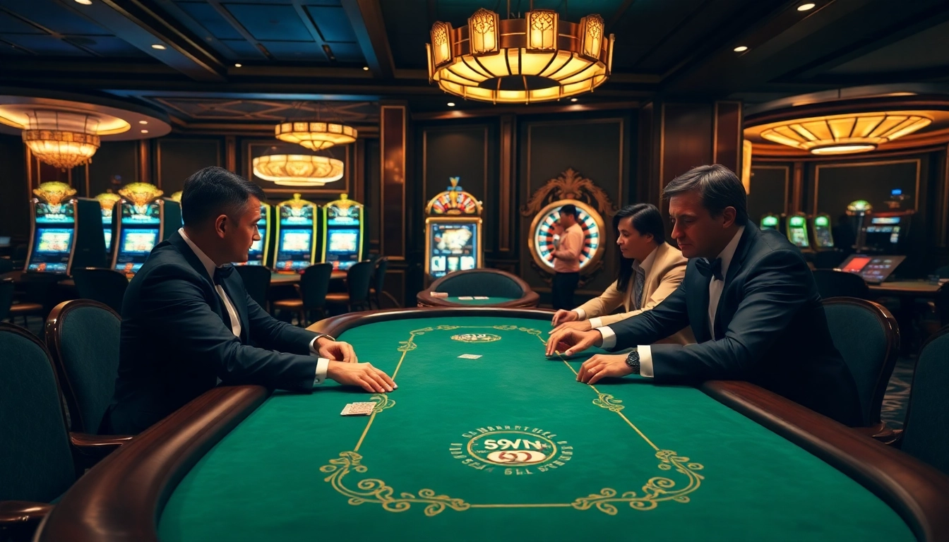Players strategize in a luxurious poker game at 69VN casino.