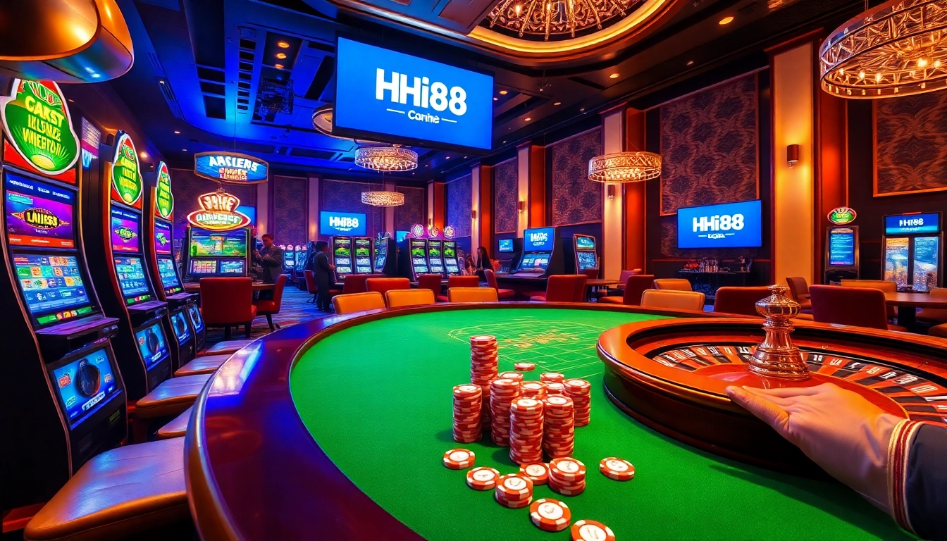 Experience the thrilling world of Hi88 with vibrant casino games and excited players.