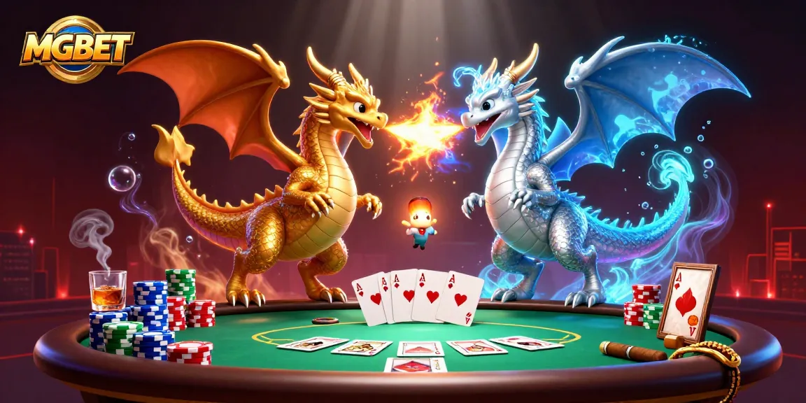 MGBET immerses players in a thrilling 3D casino experience with dragons, poker elements, and vibrant effects.