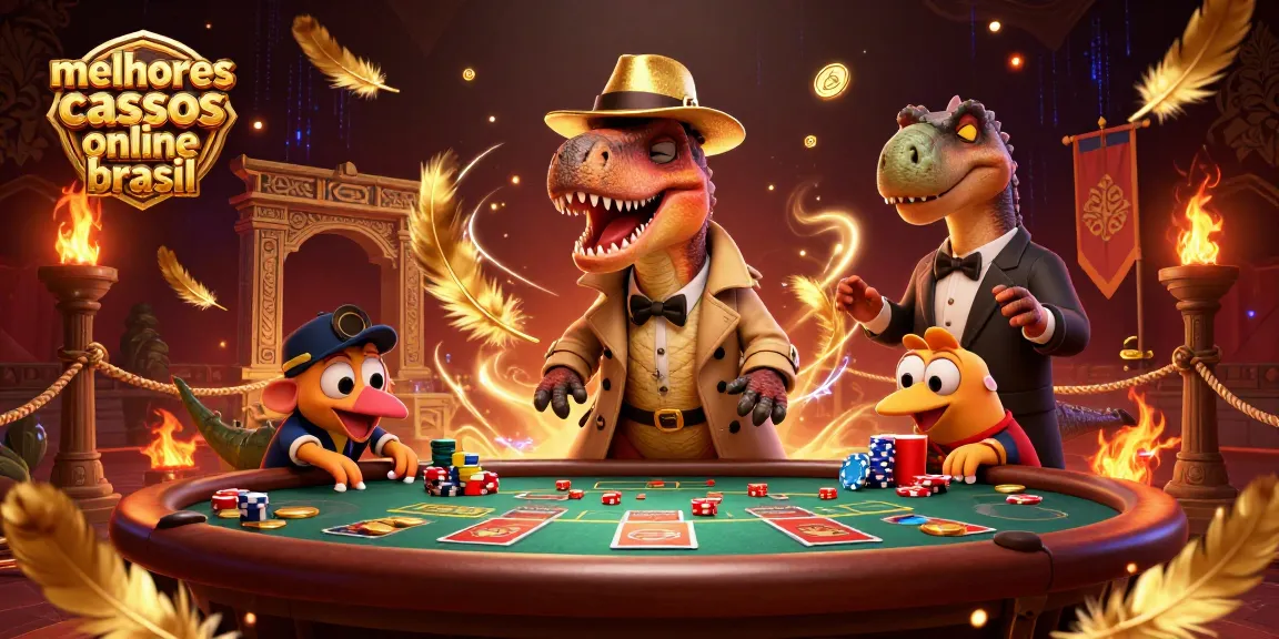 Experience thrilling action at melhores cassinos online brasil with cartoon dinosaurs at a vibrant blackjack table.