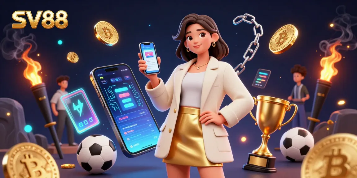 Engage with SV88 sports betting through a vibrant, dynamic 3D illustration.