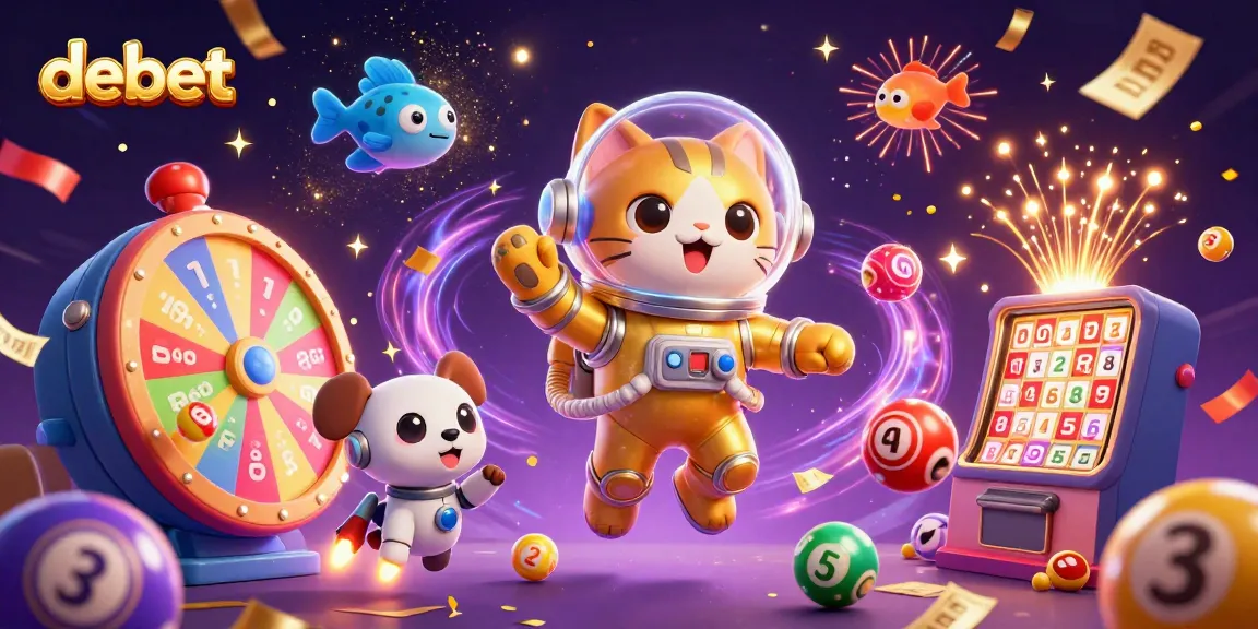 Engage with debet's universe featuring dynamic lottery games and vibrant celebration of winnings.
