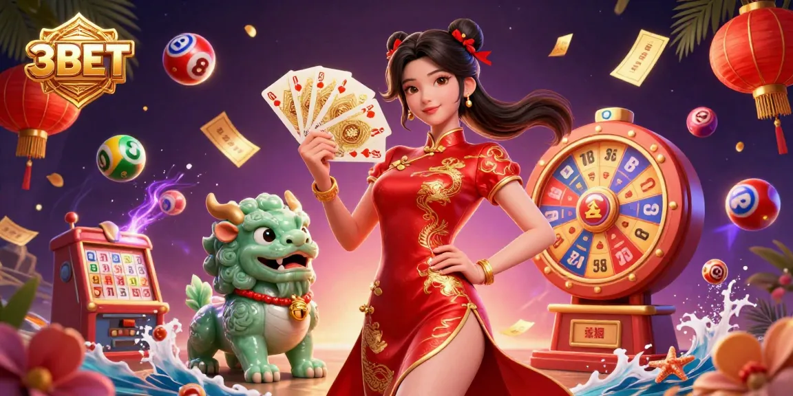 Experience thrilling gameplay at 3BET with vibrant lottery elements and a captivating casino scene.