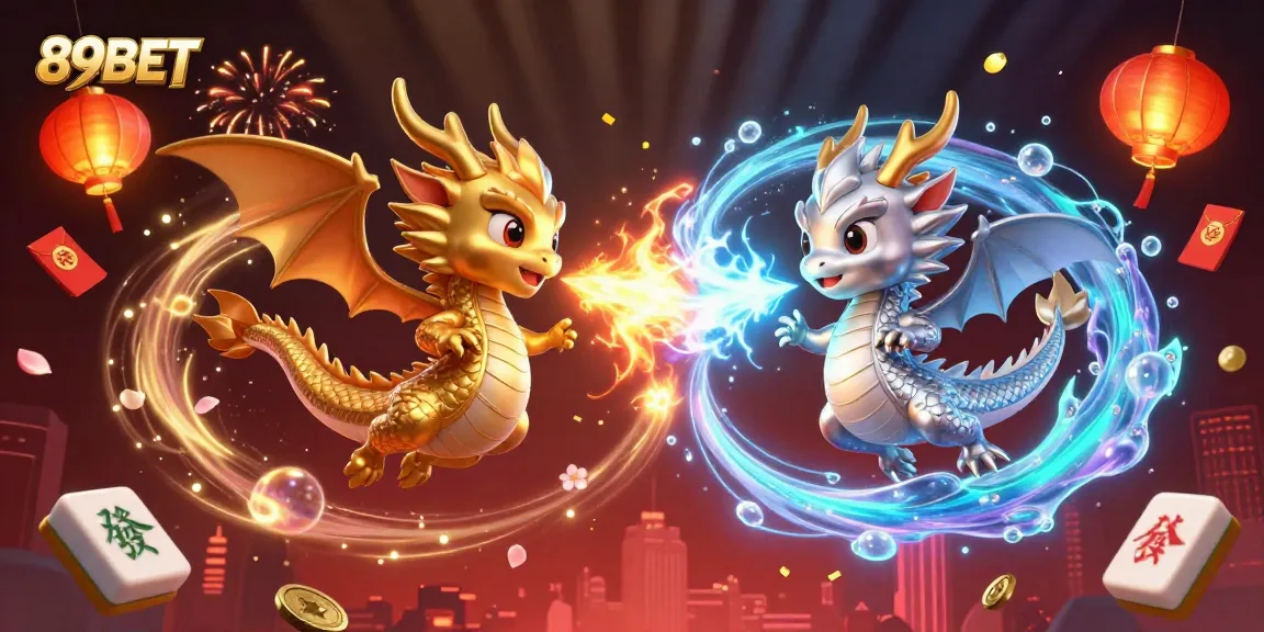 Engage with 89BET's casino excitement featuring dragons and vibrant gaming elements in an immersive illustration.