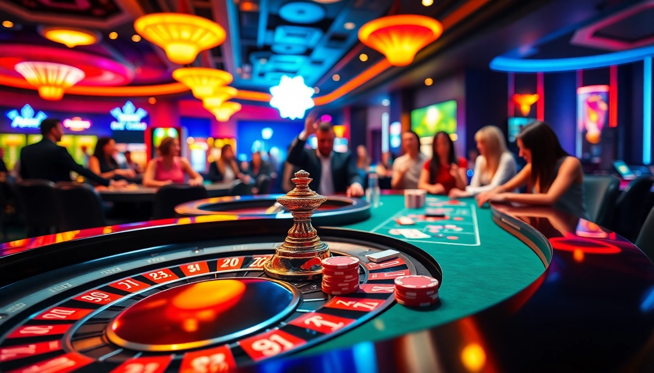Joueurs devant les casinos en ligne, profitant d'une expérience immersive au casino.
