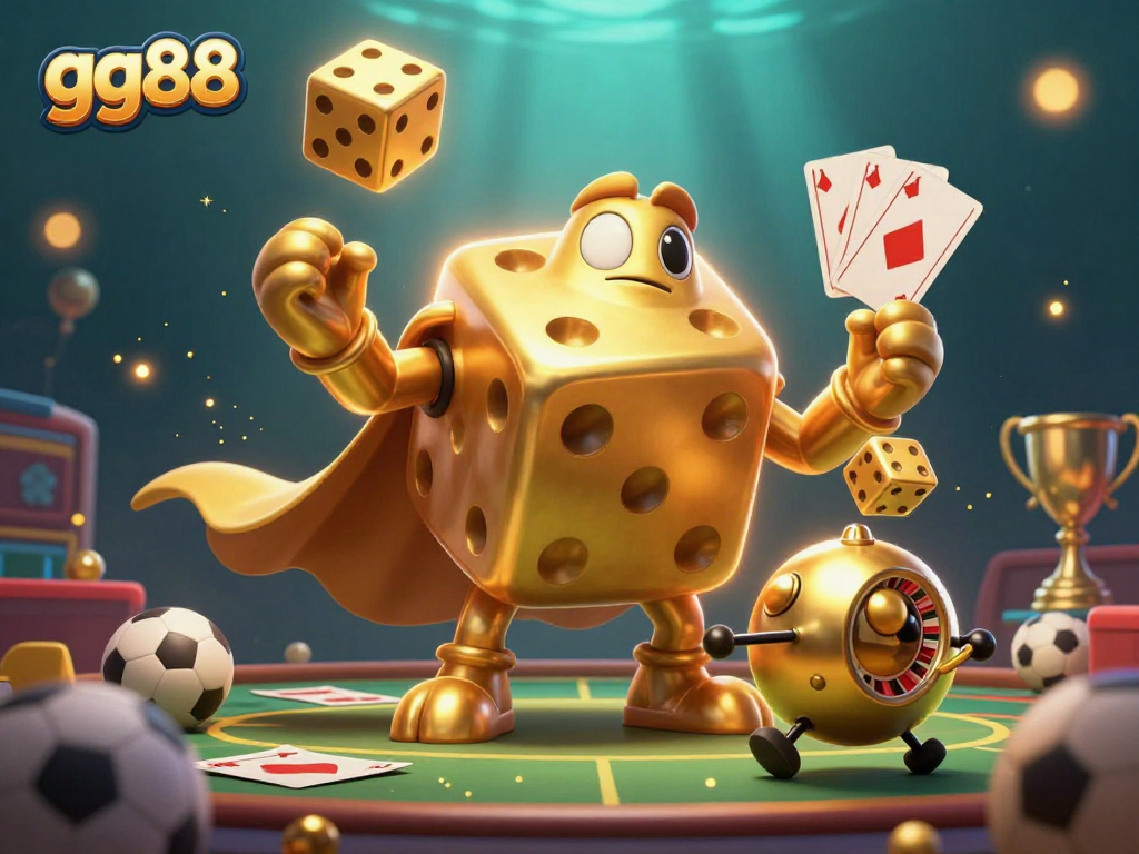 Bet on sports effortlessly with gg88's captivating 3D golden dice golem and vibrant treasury of winnings.