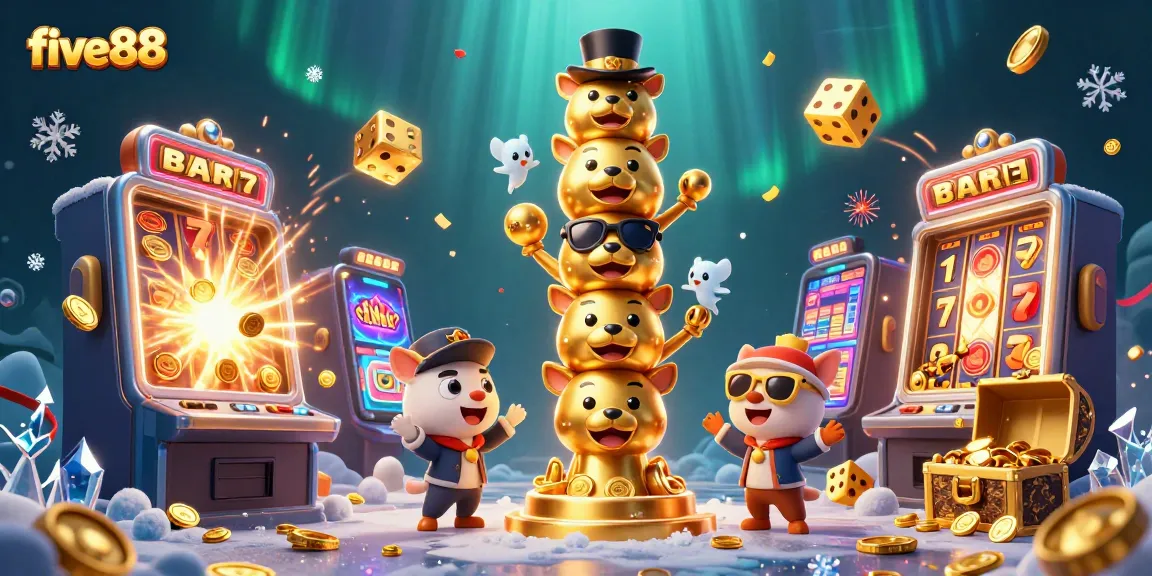 Experience the thrilling jackpots of five88 with vibrant slots and animated casino elements.